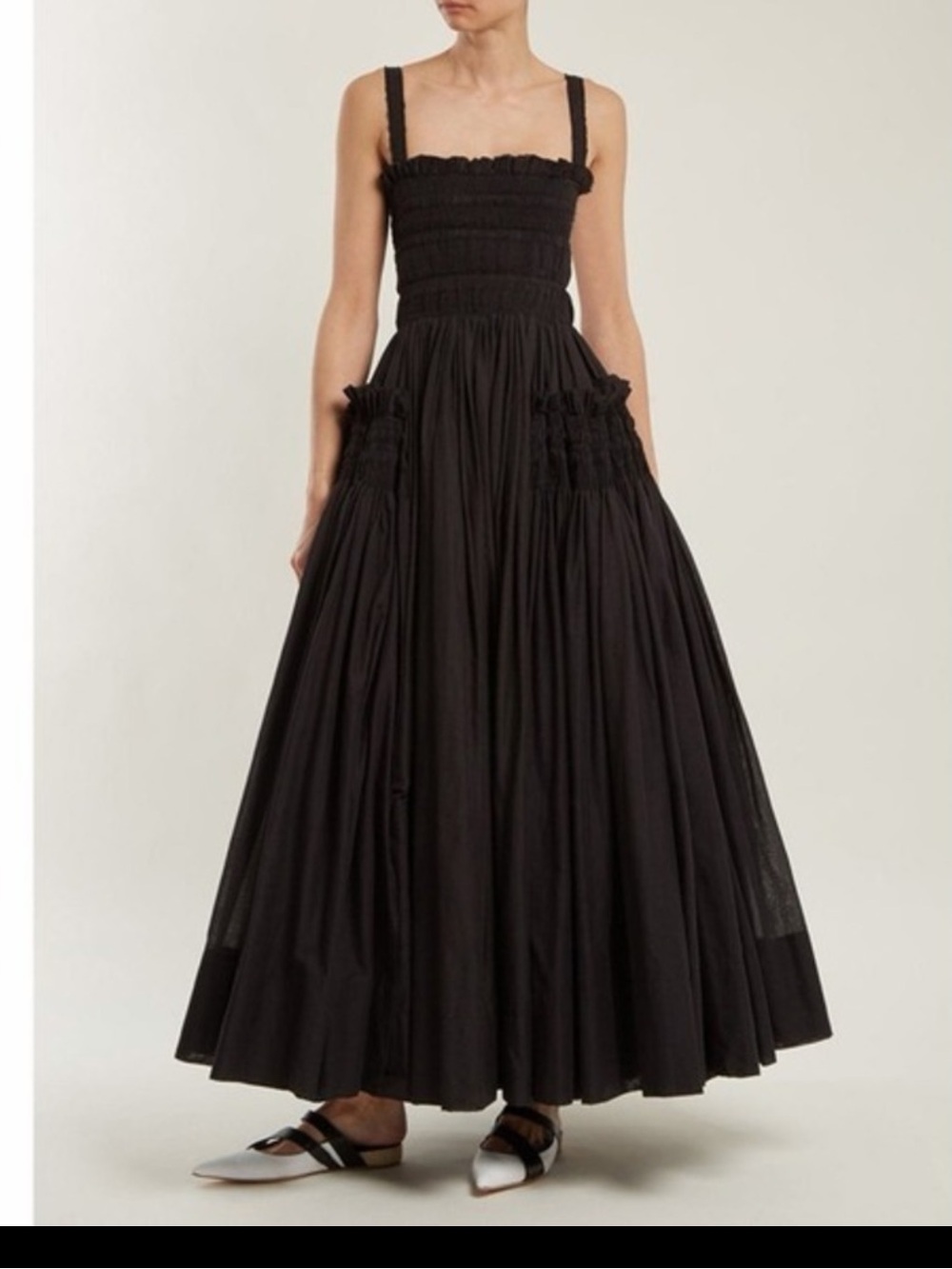 Commense Black Maxi Dress Smocked Bodice Sleeveless Tiered Long Dress size S - Picture 2 of 15